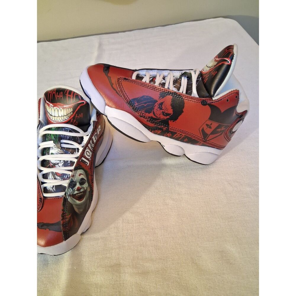 Joker Sneakers Red Black Ha Ha Ha Theme Cosplay Kids Size 5.5 - Picture 8 of 15